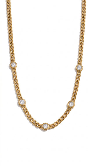 ALEGA Elowen Zirconia Station Curb Chain Necklace 01