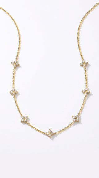 ALEGA Floriane Zirconia Clover Station Necklace 01