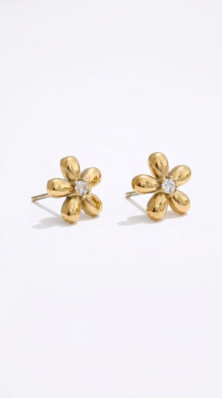 ALEGA Heloise Gold Blossom Zirconia Stud Earrings 01