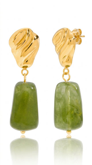 ALEGA Mireille Green Resin Sculptural Drop Earrings 01