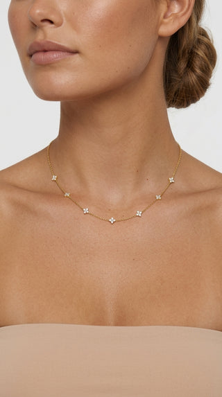ALEGA Floriane Zirconia Clover Station Necklace 02