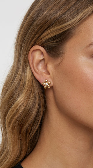 ALEGA Heloise Gold Blossom Zirconia Stud Earrings 02