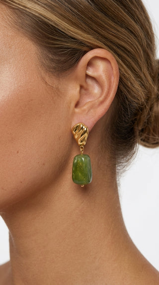 ALEGA Mireille Green Resin Sculptural Drop Earrings 02