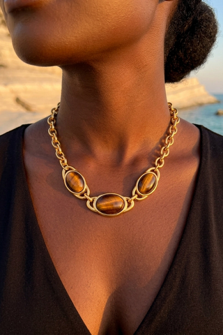 ALEGA Lysandra Triple Tiger Eye Chain Necklace 03