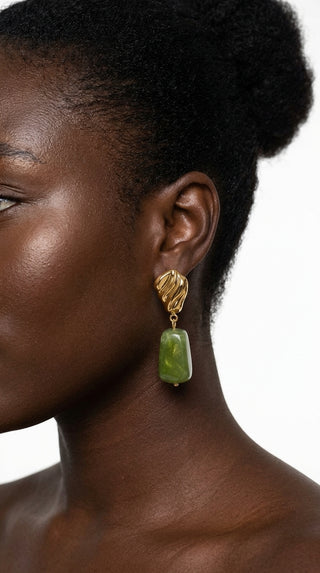 ALEGA Mireille Green Resin Sculptural Drop Earrings 03