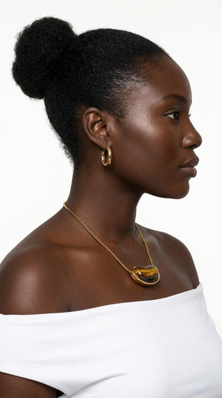 ALEGA Cressida Tiger Eye Bean Pendant Necklace 03