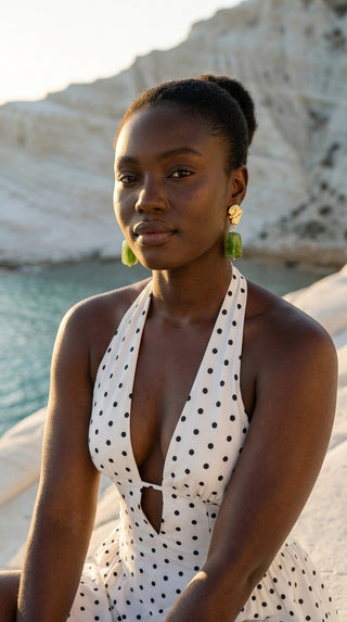 ALEGA Mireille Green Resin Sculptural Drop Earrings 05