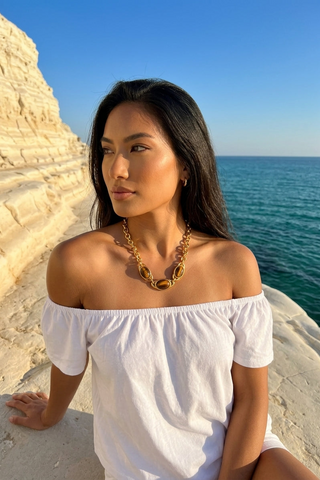 ALEGA Lysandra Triple Tiger Eye Chain Necklace 06