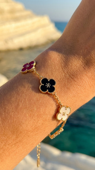 ALEGA Sylvaine Enamel Clover Charm Bracelet regenerated