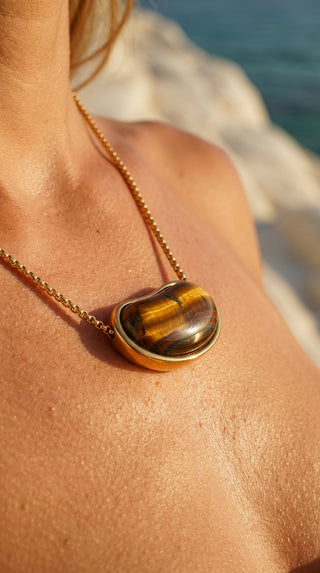 ALEGA Cressida Tiger Eye Bean Pendant Necklace 06