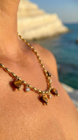 ALEGA Katarina Tiger Eye Heart Pendant Necklace regenerated