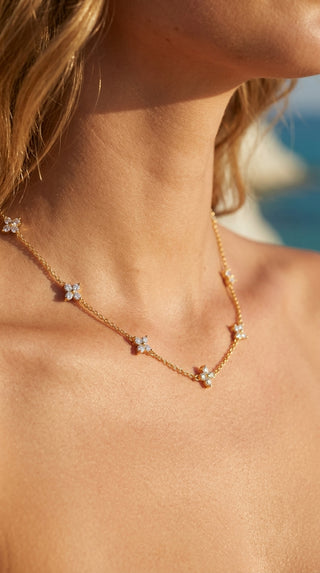 ALEGA Floriane Zirconia Clover Station Necklace 06