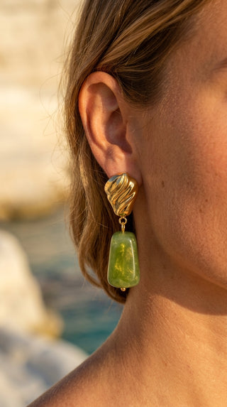 ALEGA Mireille Green Resin Sculptural Drop Earrings 06