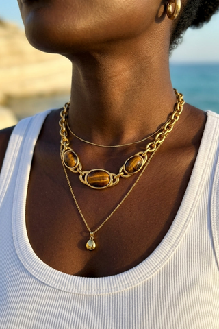 ALEGA Lysandra Triple Tiger Eye Chain Necklace 07