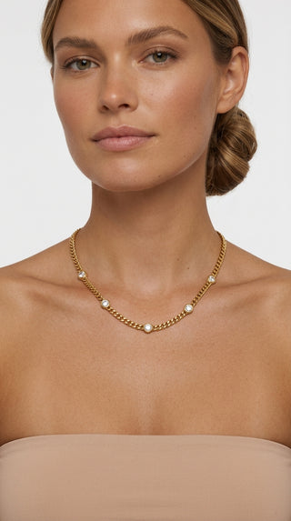 ALEGA Elowen Zirconia Station Curb Chain Necklace 07