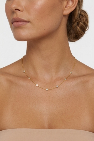 ALEGA Floriane Zirconia Clover Station Necklace 1 07