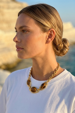 ALEGA Lysandra Triple Tiger Eye Chain Necklace 09