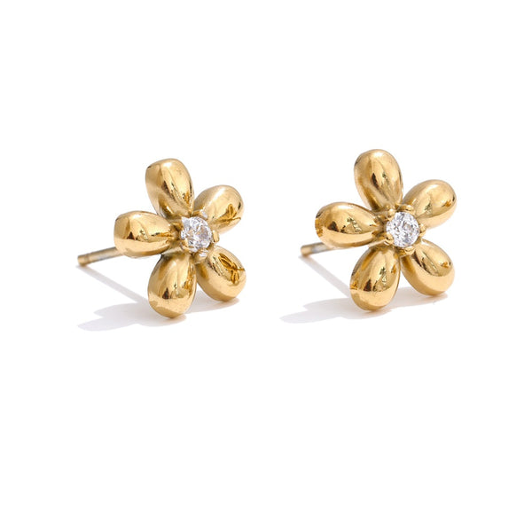 Héloïse Gold Blossom Zirconia Stud Earrings