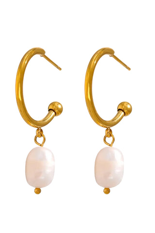 Rosalind Pearl Drop C-Hoop Earrings