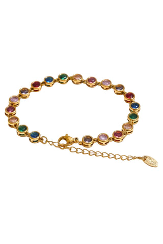 Geneviève Rainbow Zirconia Bezel Necklace & Bracelet Set