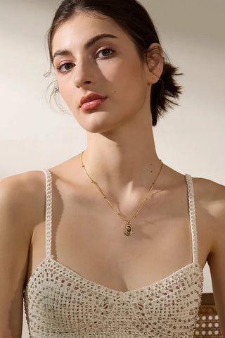 Ottilie Tiger Eye Teardrop Pendant Necklace