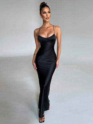 Lotus Satin Maxi dress