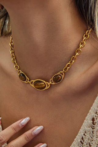 Lysandra Triple Tiger Eye Chain Necklace