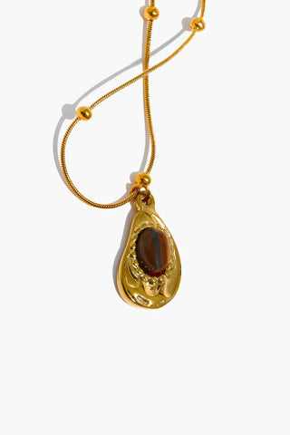Ottilie Tiger Eye Teardrop Pendant Necklace
