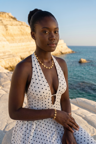 Arianne Gold Clover Chain Necklace & Bracelet Set
