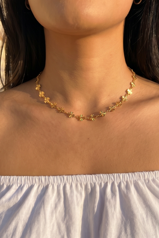 Arianne Gold Clover Chain Necklace & Bracelet Set