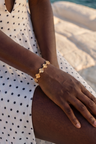 Arianne Gold Clover Chain Necklace & Bracelet Set