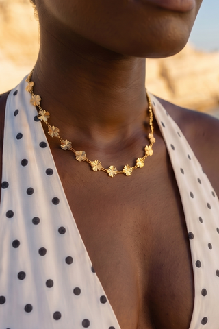 Arianne Gold Clover Chain Necklace & Bracelet Set