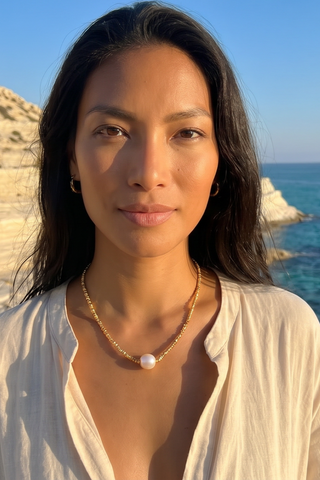 Cosima Freshwater Pearl Gold Nugget Necklace