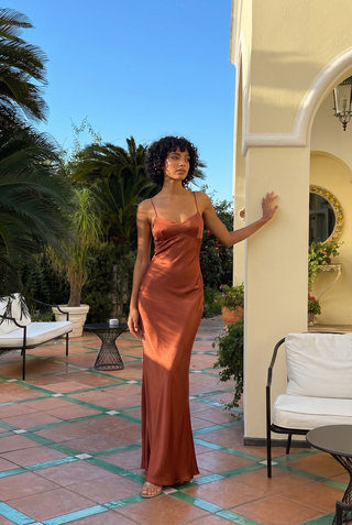 Lotus Satin Maxi dress