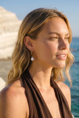 Rosalind Pearl Drop C-Hoop Earrings