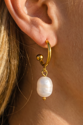 Rosalind Pearl Drop C-Hoop Earrings