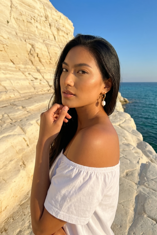 Rosalind Pearl Drop C-Hoop Earrings