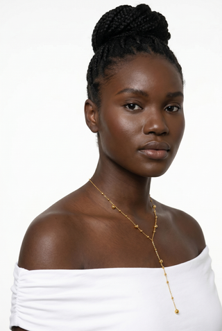 Cordelia Gold Bead Lariat Necklace