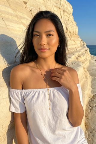 Cordelia Gold Bead Lariat Necklace
