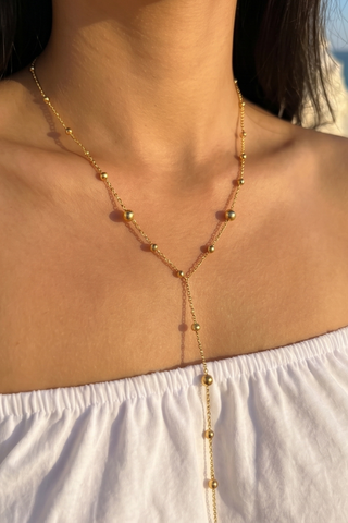 Cordelia Gold Bead Lariat Necklace