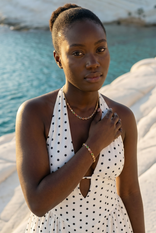 Geneviève Rainbow Zirconia Bezel Necklace & Bracelet Set