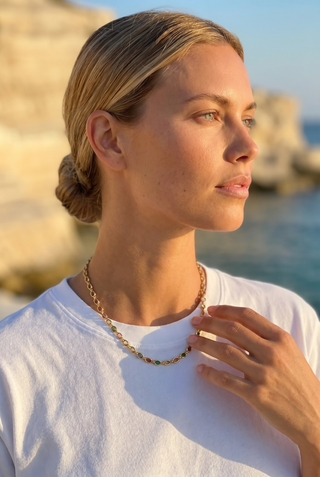 Geneviève Rainbow Zirconia Bezel Necklace & Bracelet Set
