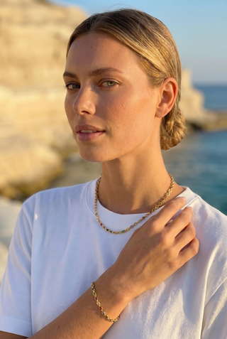 Geneviève Rainbow Zirconia Bezel Necklace & Bracelet Set