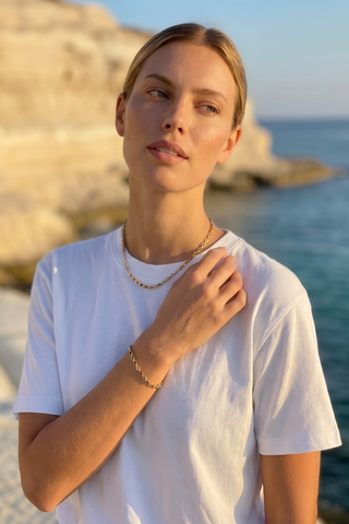 Geneviève Rainbow Zirconia Bezel Necklace & Bracelet Set