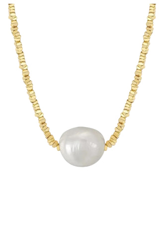 Cosima Freshwater Pearl Gold Nugget Necklace