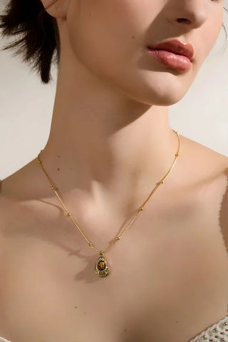Ottilie Tiger Eye Teardrop Pendant Necklace