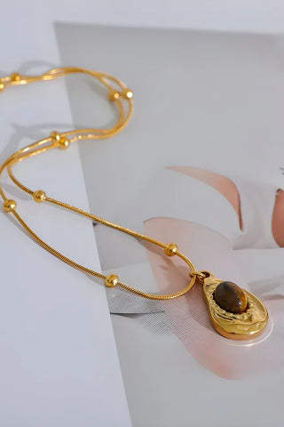 Ottilie Tiger Eye Teardrop Pendant Necklace