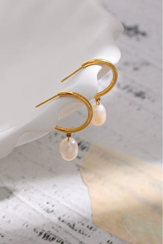 Rosalind Pearl Drop C-Hoop Earrings