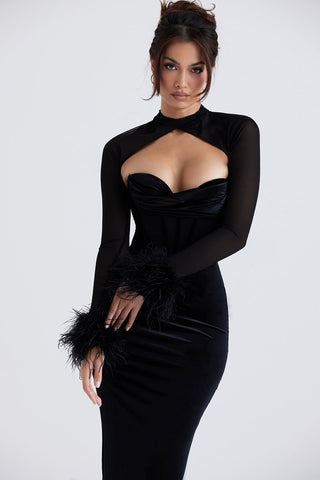 Tiaza Black Velvet Maxi Dress - ALEGA | Luxury Boutique Store