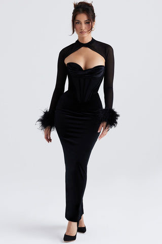 Tiaza Black Velvet Maxi Dress - ALEGA | Luxury Boutique Store